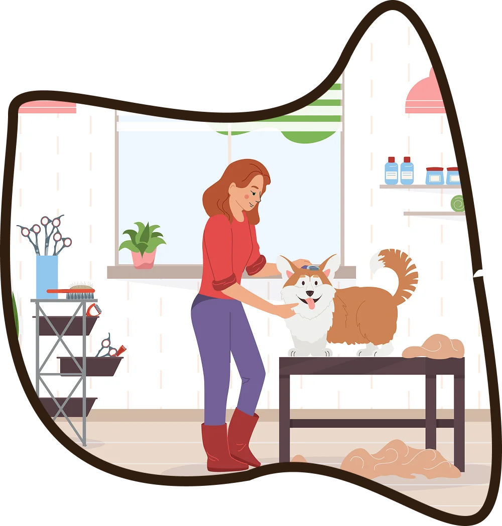 Woman with dog illustration