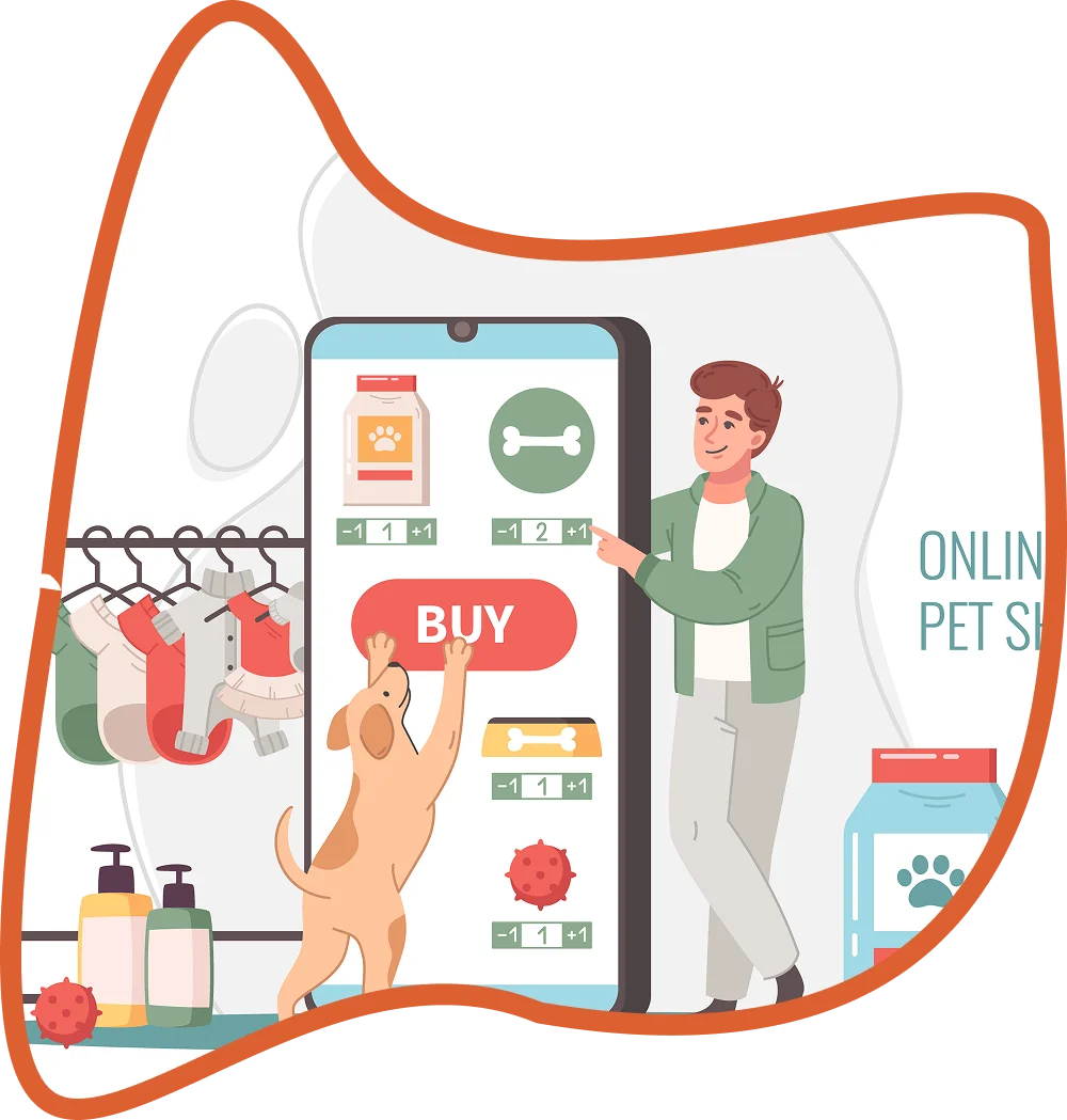 Man shopping online illustration