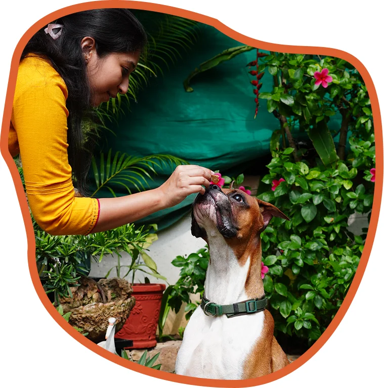 Jui Pradhan with a dog